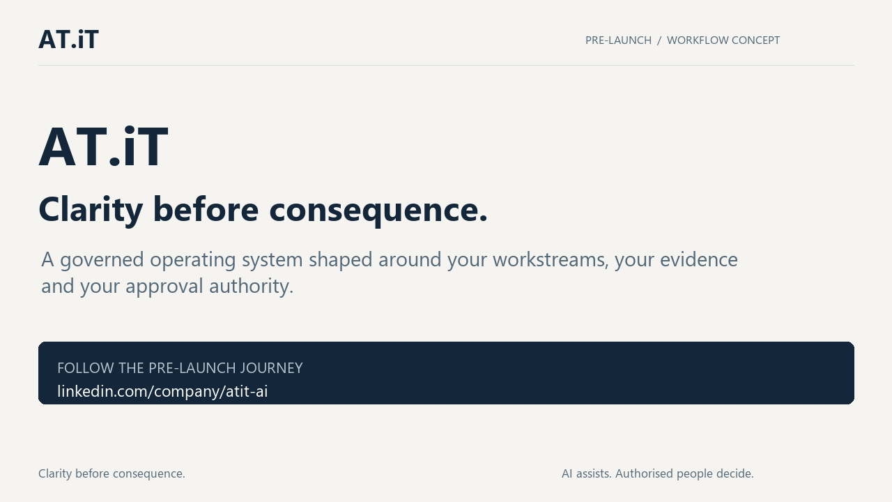 AT.iT. Clarity before consequence. Follow the pre-launch journey at linkedin.com/company/atit-ai.